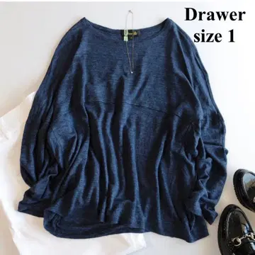 새상품급 Drawer 드로어 린넨 풀오버 셔츠 네이비 사이즈 1