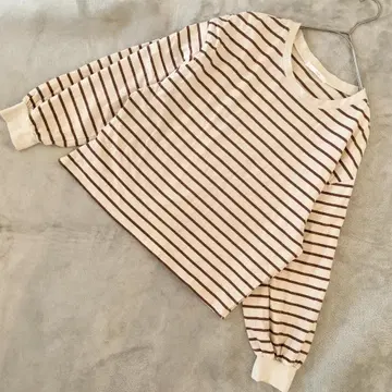RETRO GIRL 보더 티셔츠 F 아이보리 x 브라운