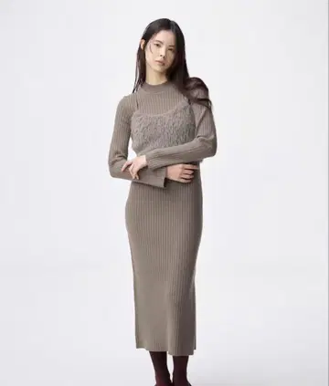 GU 2피스 뷔스티에 세트 원피스 브라운 XS