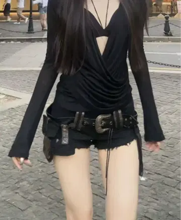 Y2K 데님 숏 팬츠 헤이세이 갸루 데미지 빈티지 페어리 그런지