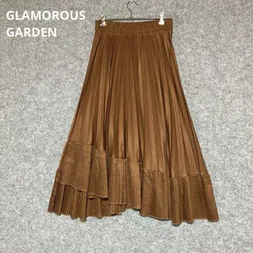 GLAMOROUS GARDEN 브라운 플리츠 스커트 아지메 티어드