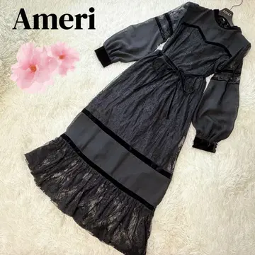 ameri vintage 아메리 SHEER LACE DRESS 블랙