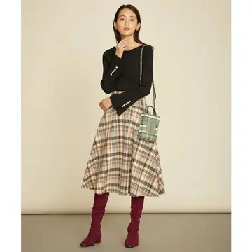 Rythme KUMIKYOKU 체크 무늬 플레어 스커트