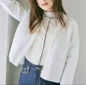 나노 유니버스 노카라 자켓 펄 장식
