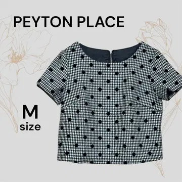 PEYTON PLACE 미사용급 페이튼 플레이스 반팔 상의 울 혼방 도트