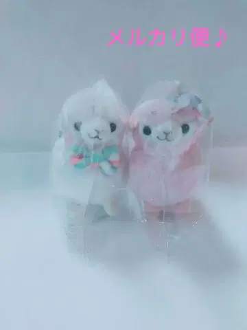 알파카 봉제 인형 세트 (화이트, 핑크)