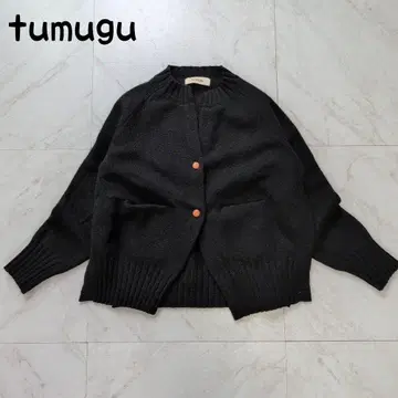 tumugu 울 100% 가디건 사이드 슬릿 블랙