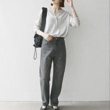 SHIPS any 하이라이즈 데님 팬츠 그레이 36