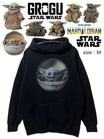 그로구 더 만달로리안 후드티 M 블랙 USA 구제 의류