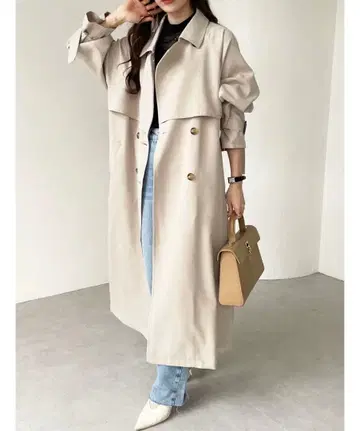 트렌치코트 롱 코트 코트 GeeRA 봄 가을 베이지