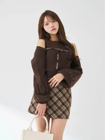 다리치 도킹 미들 허리 니트 미니 원피스 FL