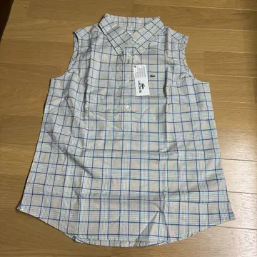LACOSTE 체크 무늬 반팔 셔츠 사이즈 40/M/택 포함 새상품