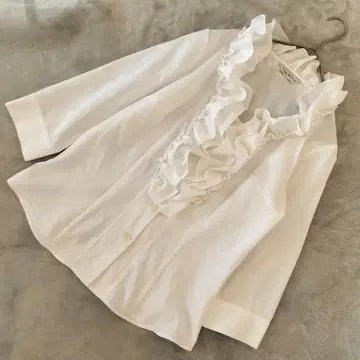 빅 사이즈 XL Cosa de Ver 프릴 블라우스 화이트