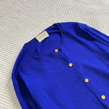 UNITED ARROWS 파랑 긴팔 가디건 울 골드 버튼