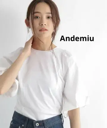 절개 벌룬 티셔츠 Andemiu 화이트