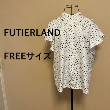 FUTIERLAND/여성용/반팔/블라우스/화이트/블랙/도트/앞 버튼