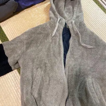 후드 부착 그레이 플리스 자켓