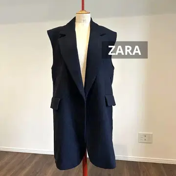 자라 네이비 슬리브리스 롱 베스트