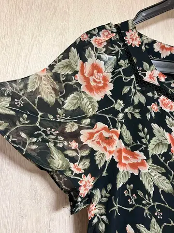 꽃무늬 반팔 롱 원피스 레트로 구제 의류 빈티지