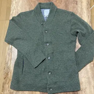quadro 울 혼방 카라 부착 버튼 가디건 올리브 그린 사이즈 M