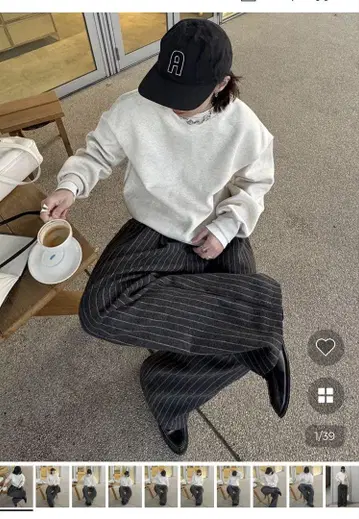 nugu MICHI 블랙 스트라이프 와이드 팬츠