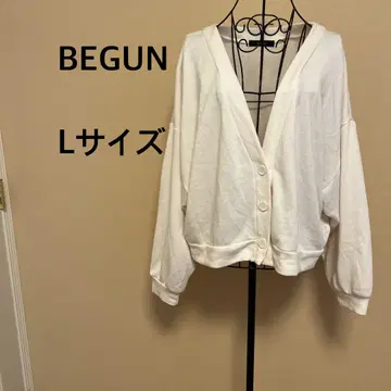 BEGUN/여성용/긴팔/가디건/아이보리/무지/심플