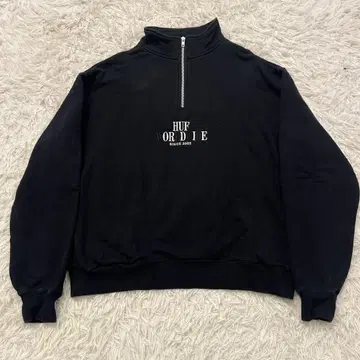 HUF 하프 지퍼 맨투맨 블랙 S사이즈