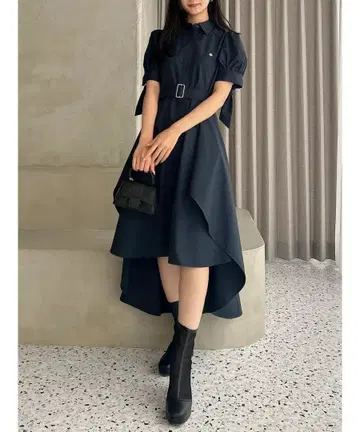 dazzlin polo 네이비 벨트 셔츠 원피스
