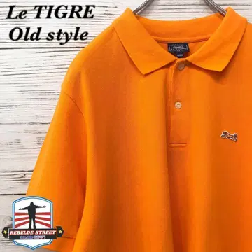 [ 레어 ] Le TIGRE 피케 셔츠 XL 자수 로고 오렌지 T516