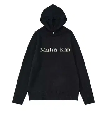 Matin Kim 블랙 니트 스웨터 후드 부착