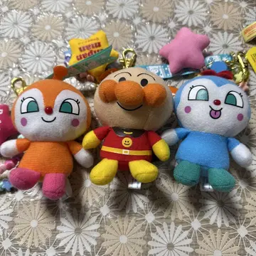 게임센터 호빵맨 봉제 인형 키링 포함 3개 세트 크기 약 10cm