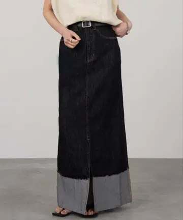 롤업 데님 롱 스커트 1chaku.