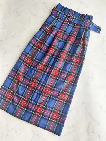 MILA Owen 체크 롱 스커트 사이즈 0 하이웨스트 타탄