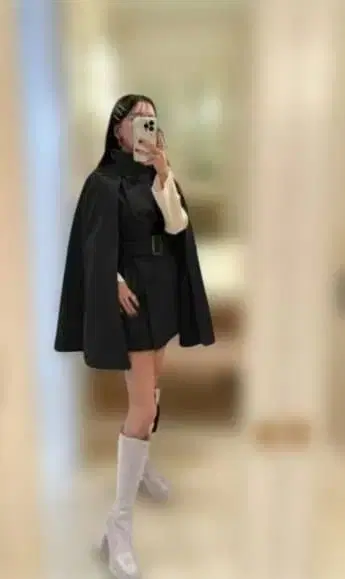 그레일 다크 그레이 케이프 스타일 코트