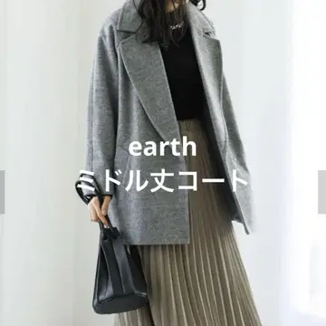 earth 그레이 미들 기장 체스터 코트 F