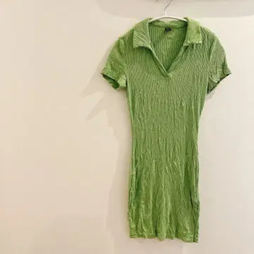 SHEIN [ S ] 라이트 그린 반팔 셔츠 원피스 리브 쉬인