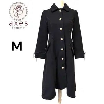 axes femme 피쉬테일 코트 백리본 펄 버튼 블랙 M