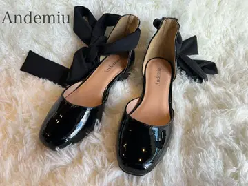 즉시 배송 Andemiu 블랙 하이힐 리본 포함 S