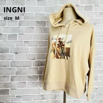 INGNI 오버 사이즈 프린트 후드티 후디 긴팔 베이지 루즈핏 B330