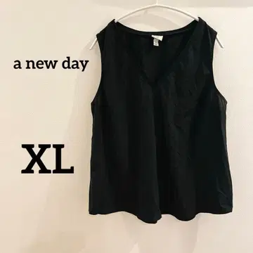 a new day [ XL ] 슬리브리스 셔츠 블랙 플레어 바스락