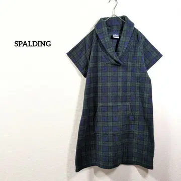 SPALDING 체크 무늬 원피스 네이비 그린 룸웨어 플리스