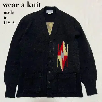 90s USA wear a knit 네이티브 무늬 니트 가디건 S
