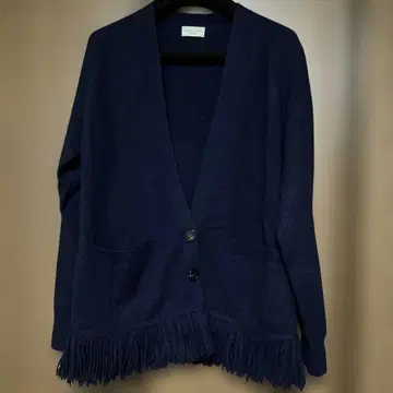 driesvannoten 드리스 네이비 프린지 가디건