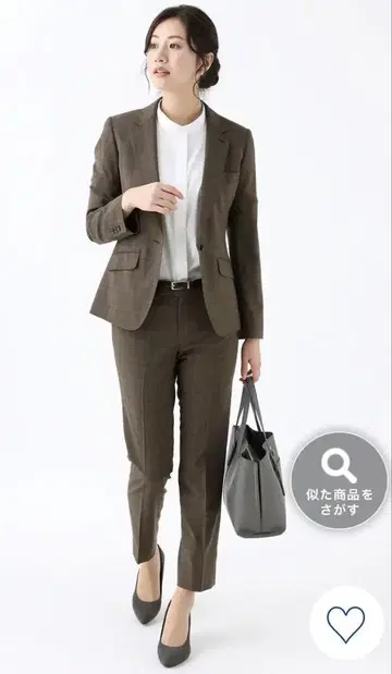 브라운 체크 무늬 비즈니스 정장 팬츠