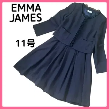 EMMA JAMES 노카라 트위드 수트 프릴 플리츠 L