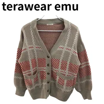 terawear emu 체크 무늬 가디건 베이지 계열 내추럴