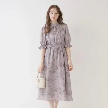 쿠튀르 브로치 꽃무늬 5부 소매 원피스 가격 인하