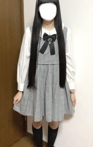 블랙 체크 원피스