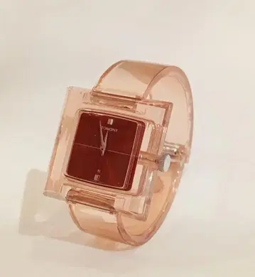 SEIKO TOMONY 토모니 클리어 핑크 스퀘어 손목시계