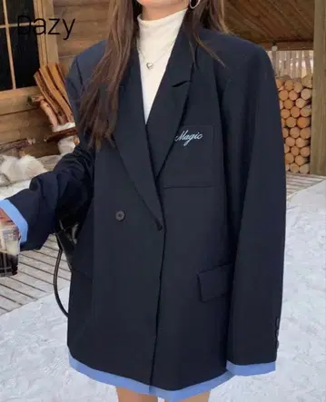 네이비 자켓 DAZY 한국 패션 오피스 캐주얼